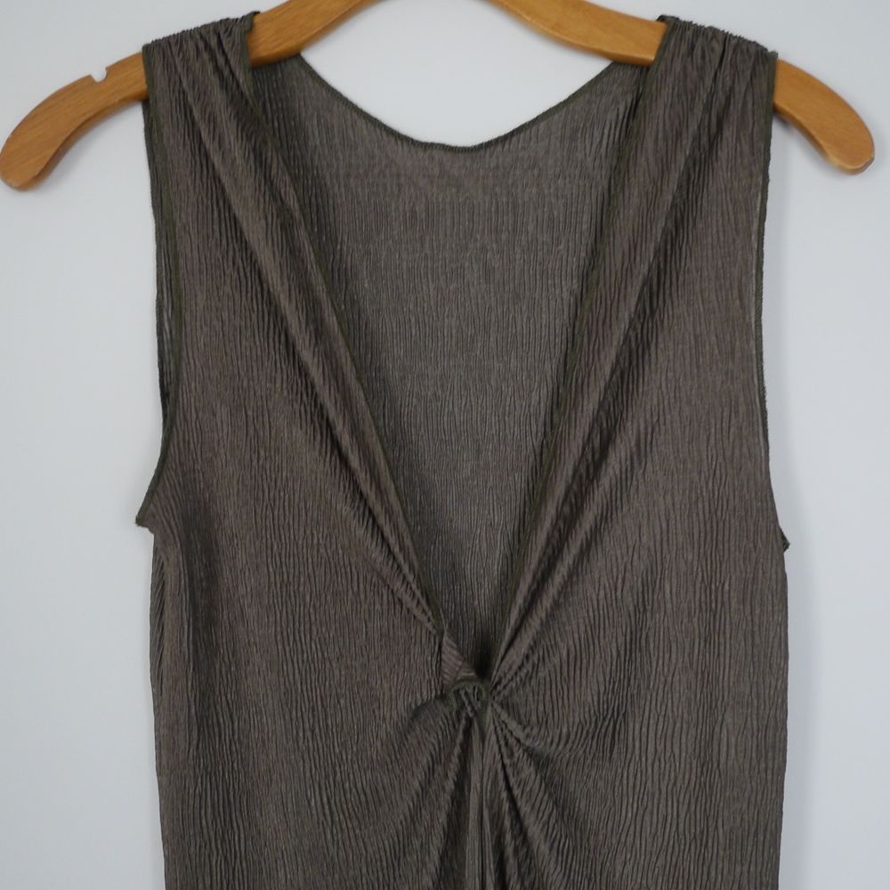 Topshop Olive Green Low Back Midi Dress Size 2